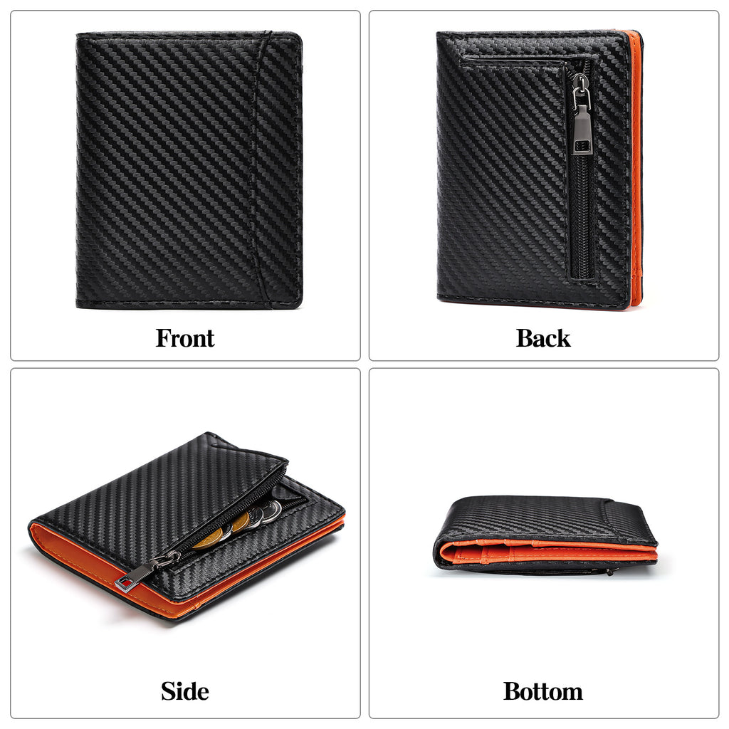 High-quality carbon fiber men's wallet, anti-theft wallet, PU leather coin purse
