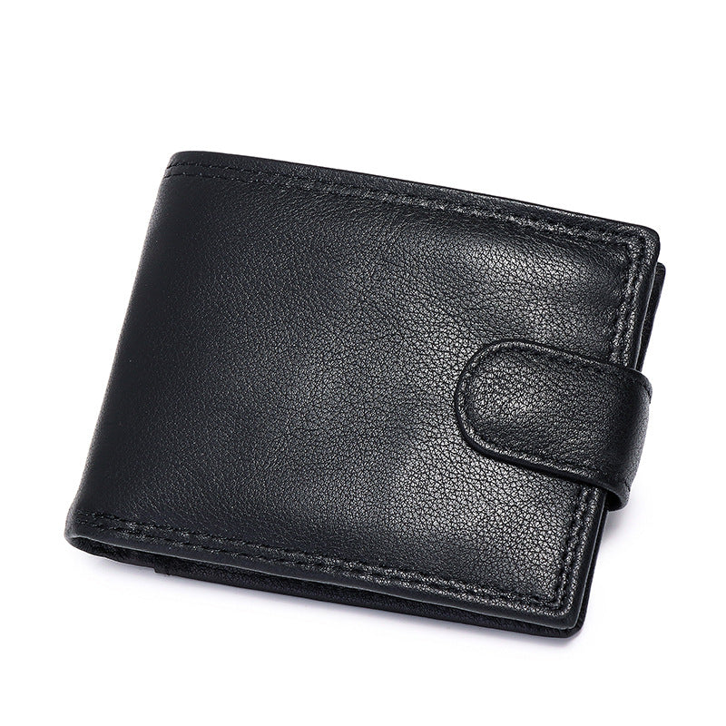 RFID anti-theft men's wallet, cowhide multi-functional wallet, European and American style casual wallet