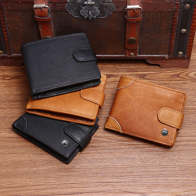 RFID anti-theft men's wallet, cowhide multi-functional wallet, European and American style casual wallet