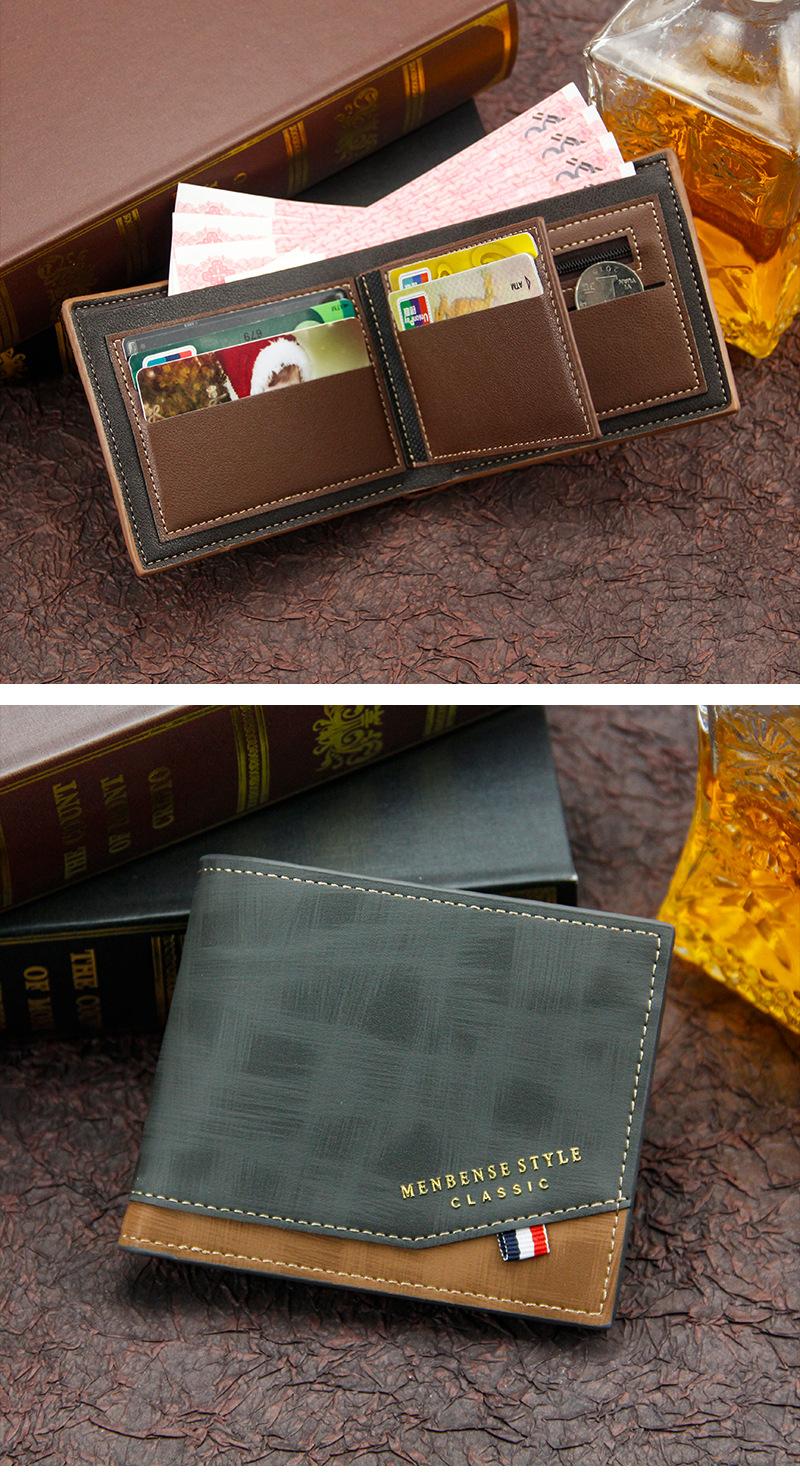 Luxury ultra-thin retro PU leather folding wallet for men, with credit card compartment and retro coin purse.