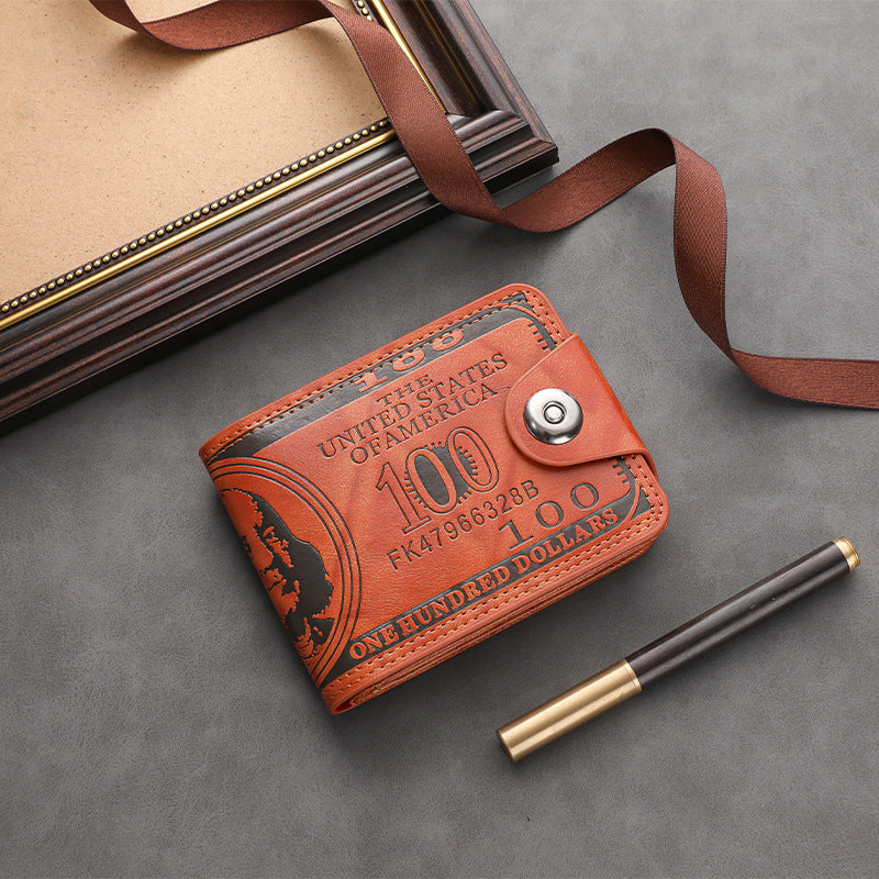 Men's Short Wallet, Large Capacity, Multiple Card Slots, Buckle, Stylish Short US Dollar Wallet/Card Holder