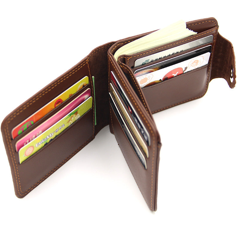 Men's Short Wallet, Stylish and Trendy Short Wallet with Card Slots and Clasp, Card Holder