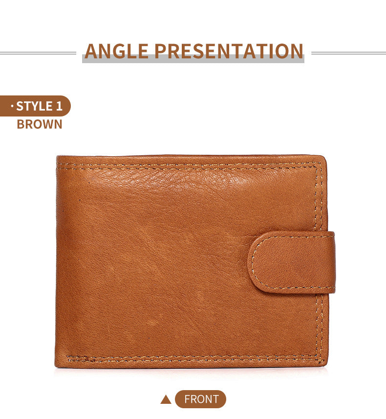 RFID anti-theft men's wallet, cowhide multi-functional wallet, European and American style casual wallet