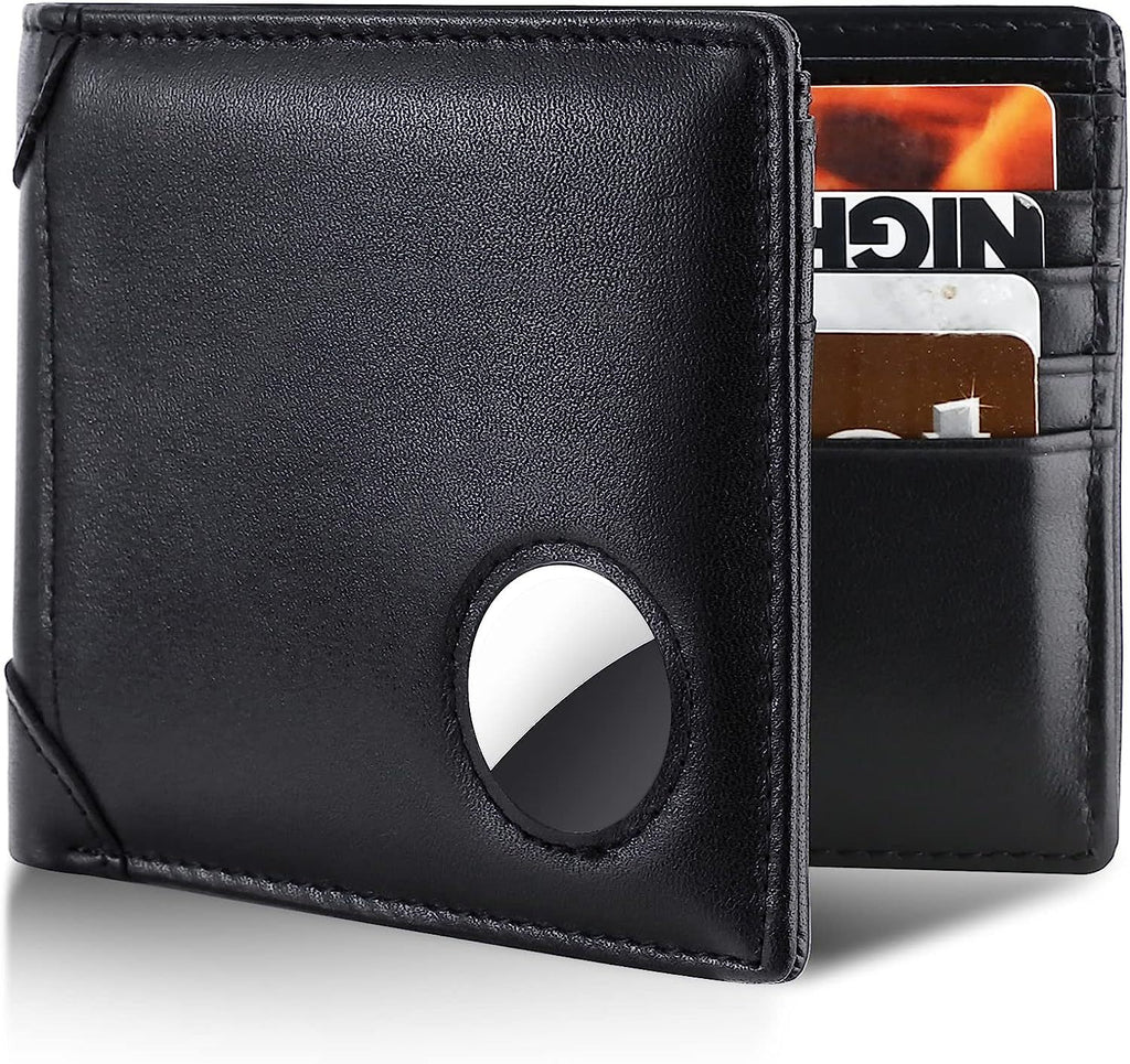 Airtag genuine leather card holder/wallet for men, RFID anti-theft card holder, European and American style.