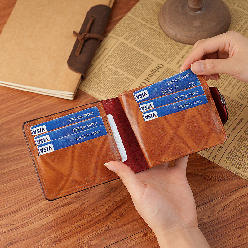 Men's Short Wallet, Large Capacity, Multiple Card Slots, Buckle, Stylish Short US Dollar Wallet/Card Holder