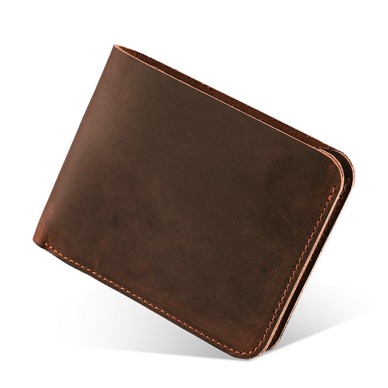 Crazy Horse Leather Short Men's Wallet, Genuine Leather with Multiple Card Slots, Beautiful Money Wallet