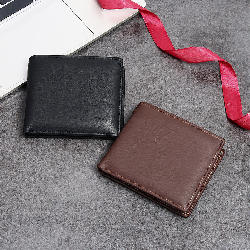 Genuine Leather Wallet for Men, Multi-Card Slot Top-Grain Cowhide, Stylish Short Genuine Leather Coin Purse Wallet