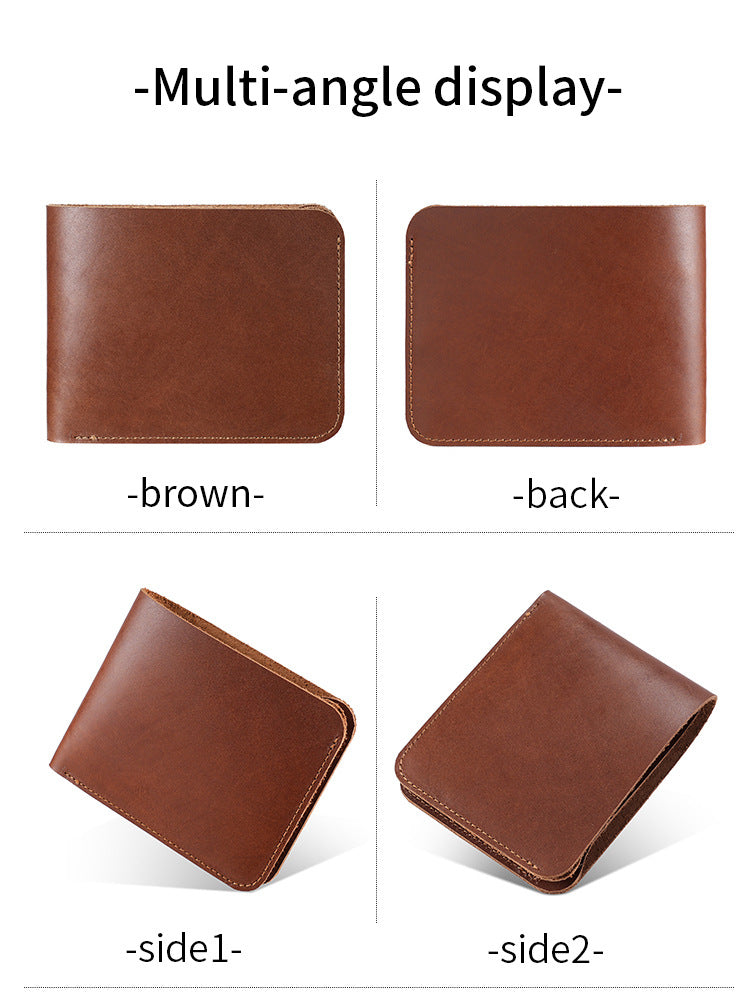 Crazy Horse Leather Short Men's Wallet, Genuine Leather with Multiple Card Slots, Beautiful Money Wallet