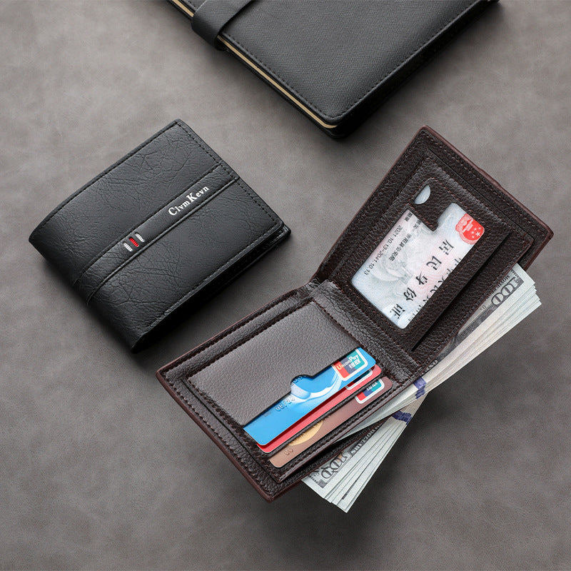 Men's Short PU Wallet, Simple and Stylish for Young Men, Multi-Card Slot Wallet