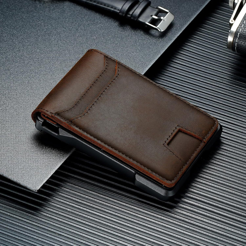 Metal card holder with RFID anti-theft function, suitable for European and American markets, made of aluminum alloy.