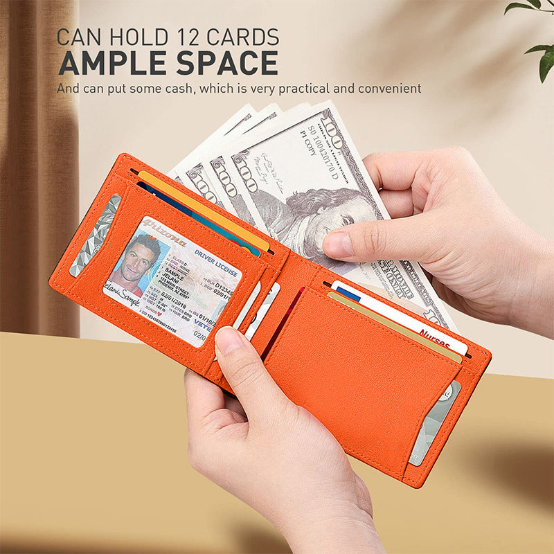 RFID ultra-thin wallet, multi-functional multi-card slot AirTag wallet, men's wallet