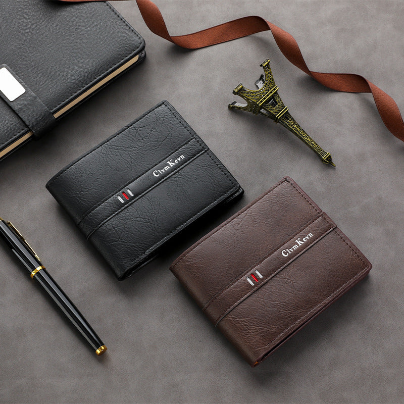 Men's Short PU Wallet, Simple and Stylish for Young Men, Multi-Card Slot Wallet
