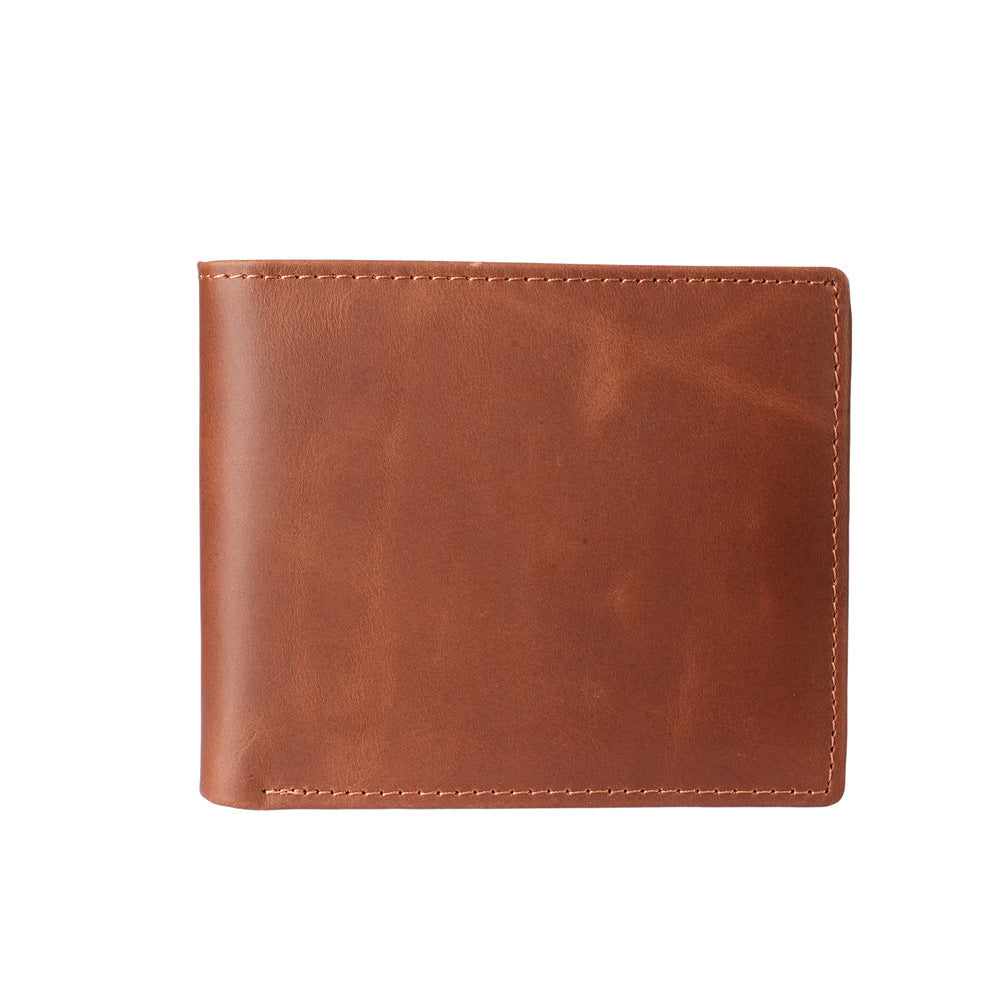Genuine Leather Men's Wallet, Short Style, Top Layer Cowhide, Multi-Card Slots, Trendy Men's Wallet/Coin Purse