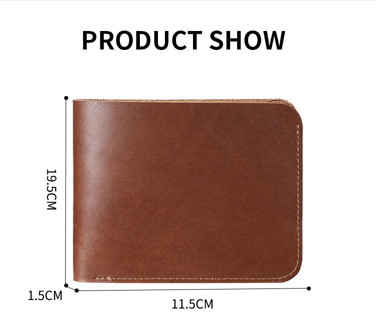 Crazy Horse Leather Short Men's Wallet, Genuine Leather with Multiple Card Slots, Beautiful Money Wallet