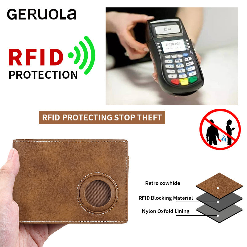 Men's Carbon Fiber Ultra-Thin AirTag Wallet with Apple Locator, Available in Multiple Colors
