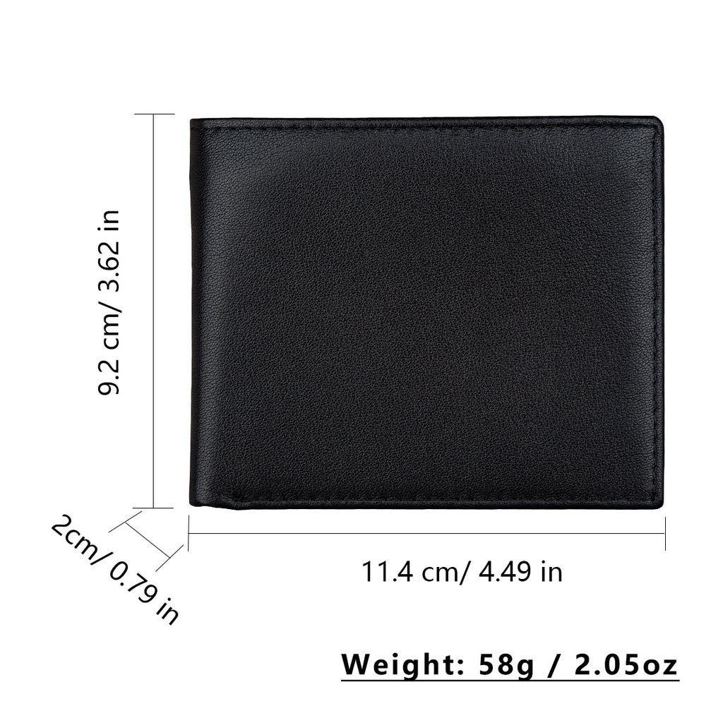 Men's wallet made of top-grain cowhide and Nappa leather, multi-card slot credit card holder, short wallet with zippered coin pocket.