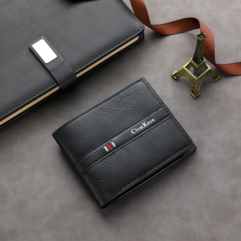 Men's Short PU Wallet, Simple and Stylish for Young Men, Multi-Card Slot Wallet