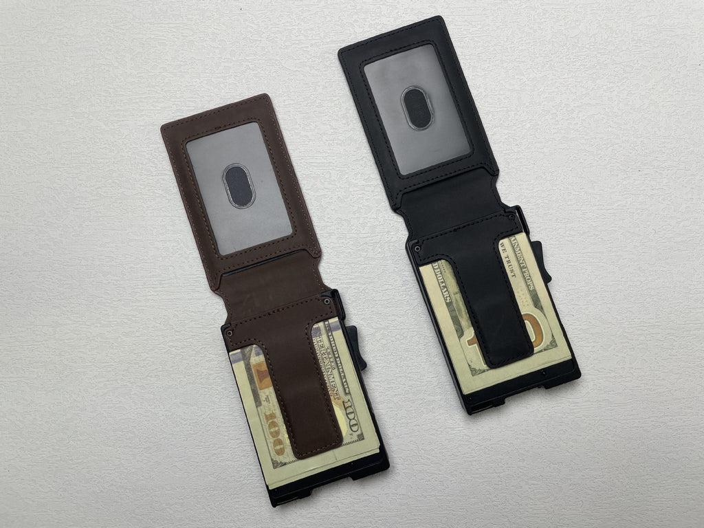 Metal card holder with RFID anti-theft function, suitable for European and American markets, made of aluminum alloy.