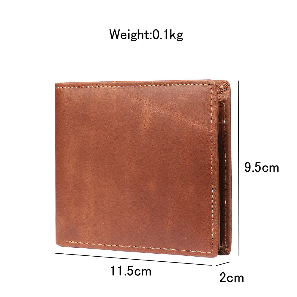 Genuine Leather Men's Wallet, Short Style, Top Layer Cowhide, Multi-Card Slots, Trendy Men's Wallet/Coin Purse