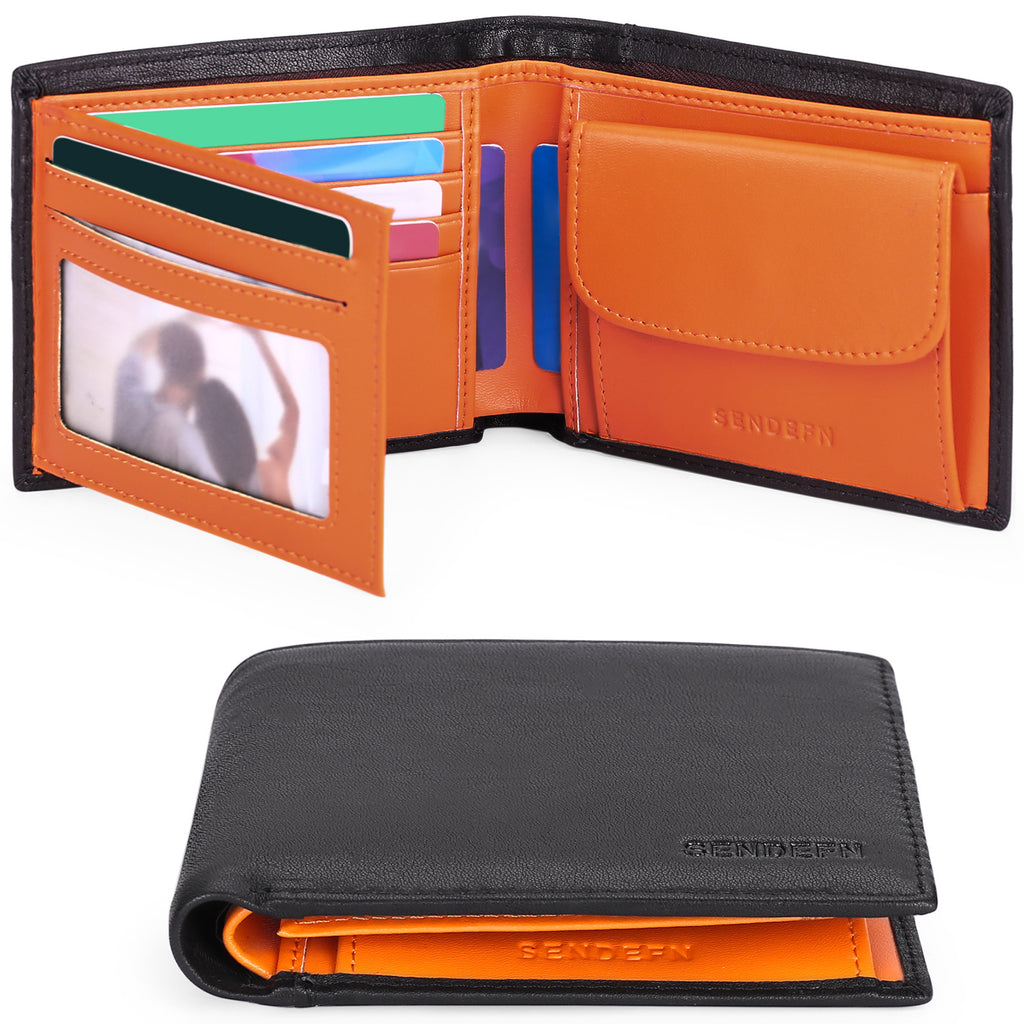 Multifunctional Men's Wallet, Top-Grain Cowhide, Two-Tone Color Wallet, RFID Anti-Theft