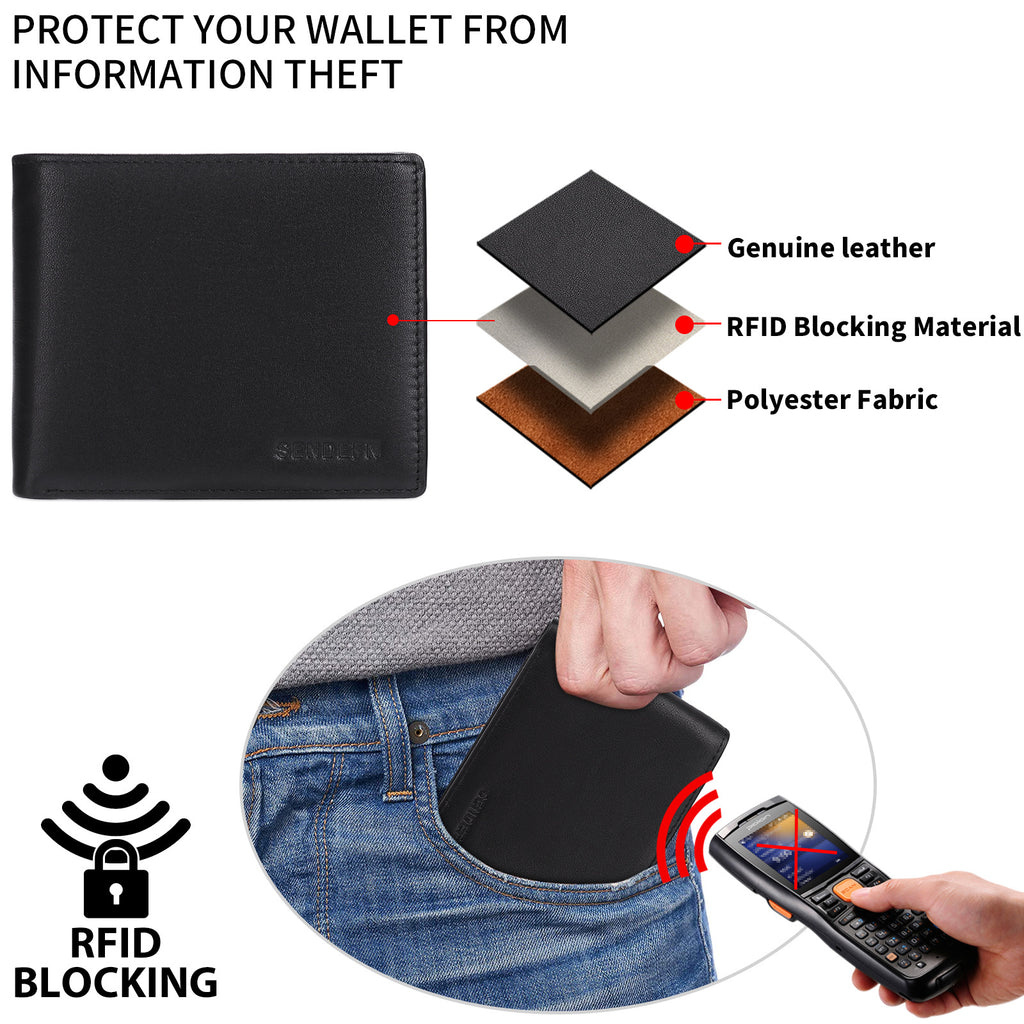 Multifunctional Men's Wallet, Top-Grain Cowhide, Two-Tone Color Wallet, RFID Anti-Theft