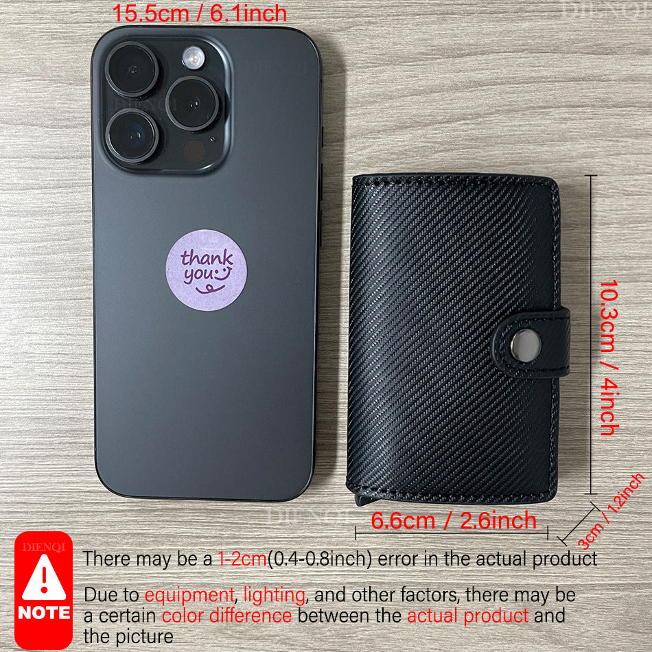 RFID anti-magnetic anti-theft men's card holder with automatic pop-out wallet/money clip