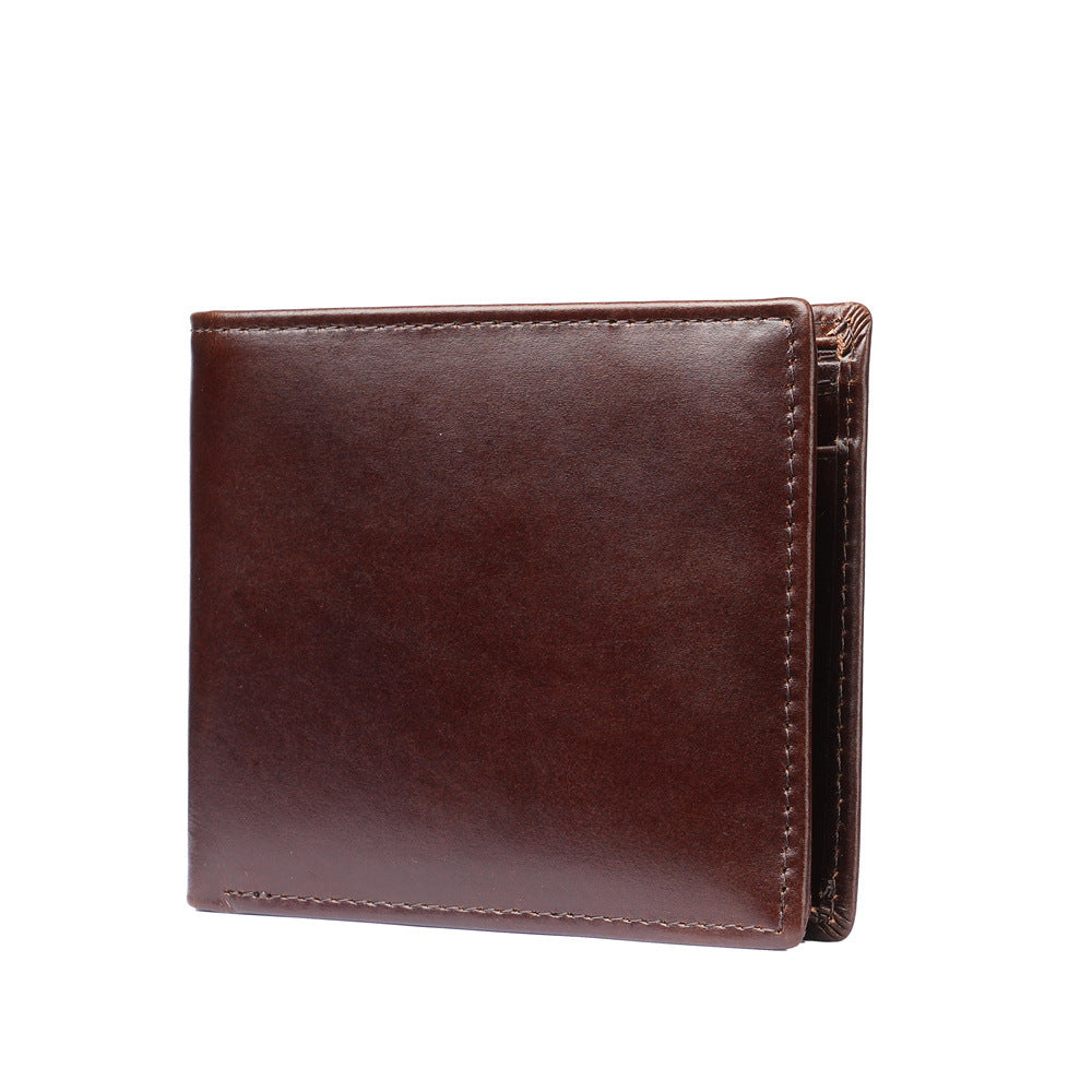 Genuine Leather Men's Wallet, Short Style, Top Layer Cowhide, Multi-Card Slots, Trendy Men's Wallet/Coin Purse