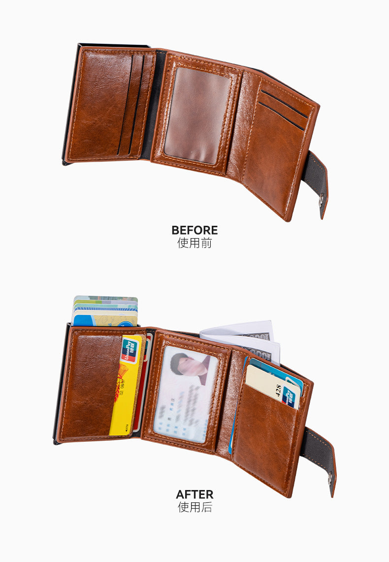 Men's Short Wallet with Multiple Card Slots and Large Capacity for Coins and Cards