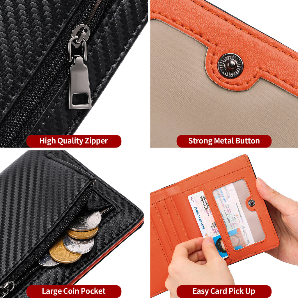 High-quality carbon fiber men's wallet, anti-theft wallet, PU leather coin purse