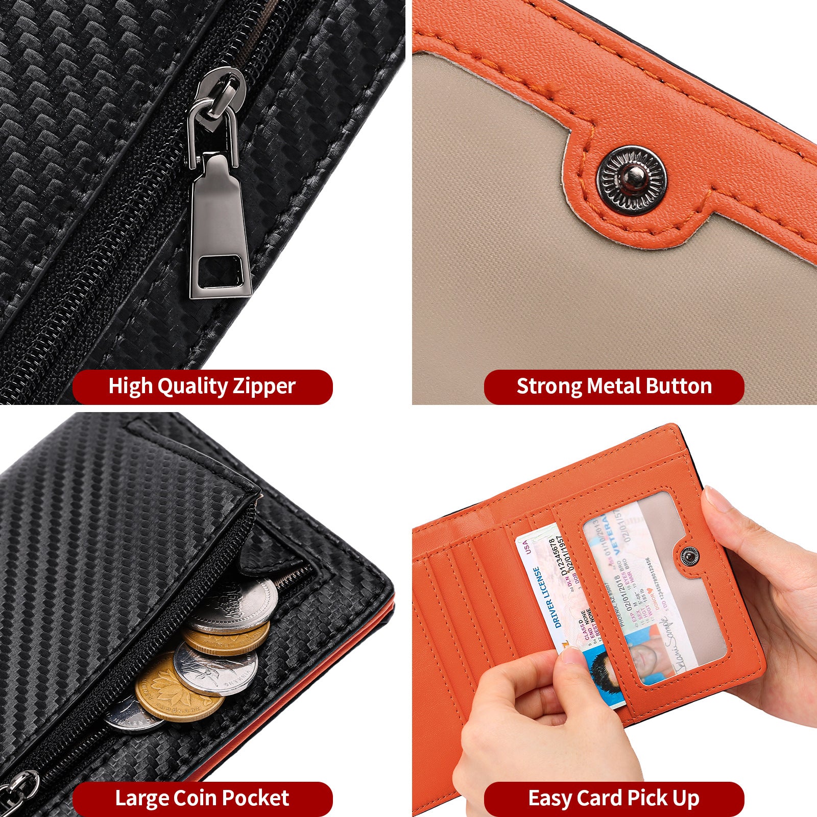 High-quality carbon fiber men's wallet, anti-theft wallet, PU leather coin purse