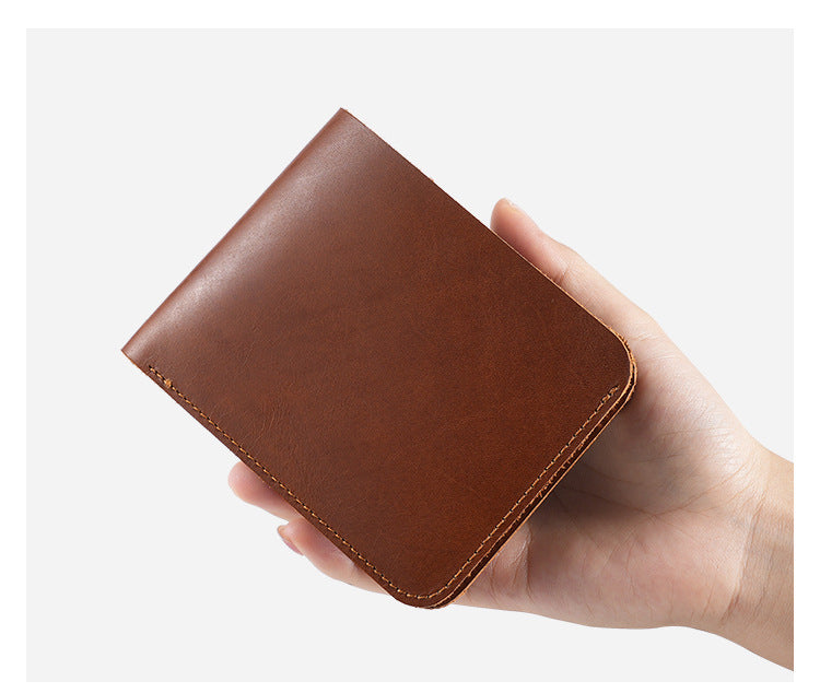 Crazy Horse Leather Short Men's Wallet, Genuine Leather with Multiple Card Slots, Beautiful Money Wallet
