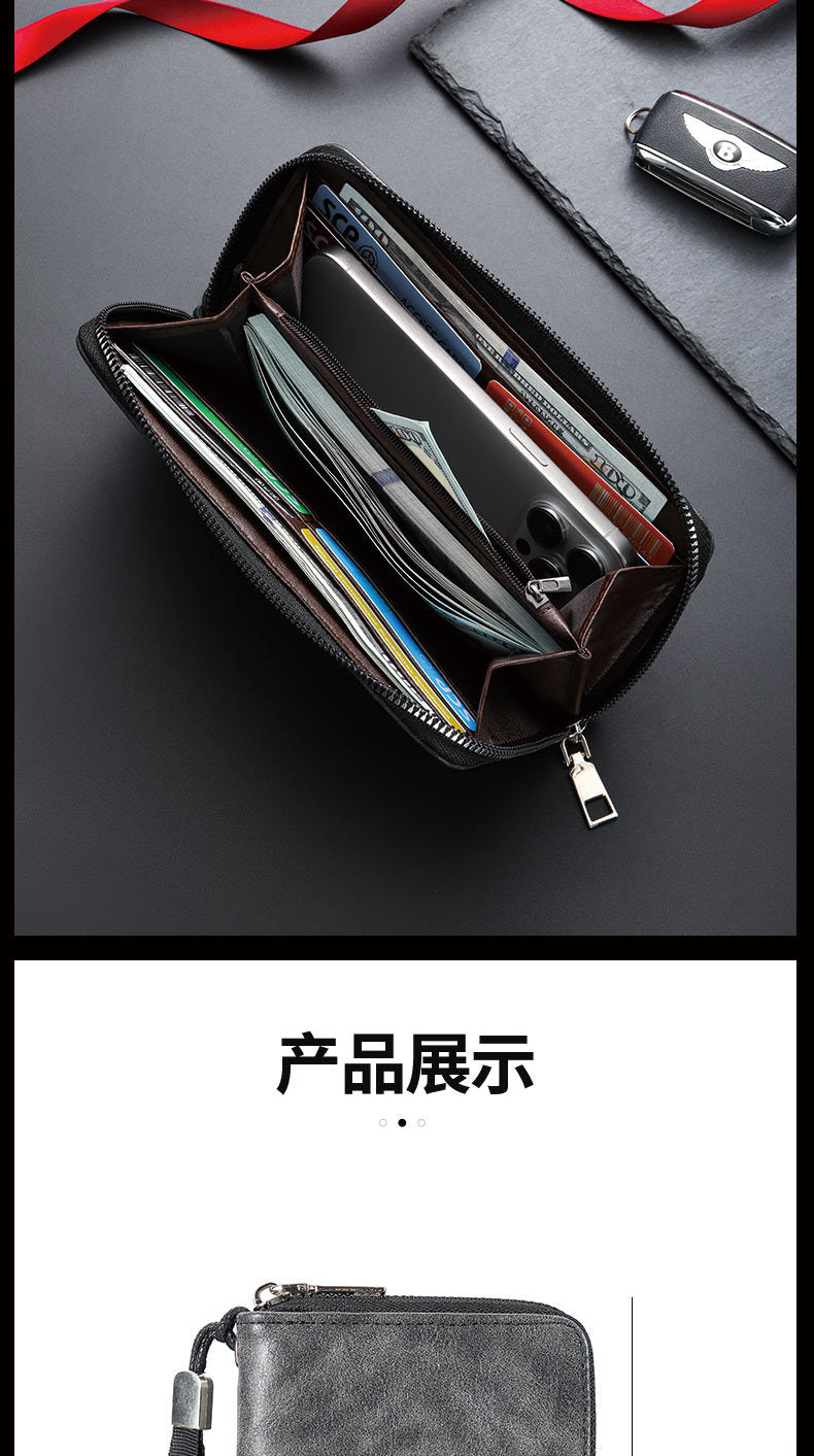 Men's Long PU Wallet, Simple and Stylish for Young Men, Multiple Card Slots