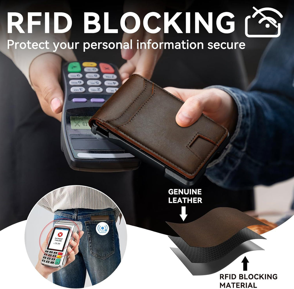 Metal card holder with RFID anti-theft function, suitable for European and American markets, made of aluminum alloy.