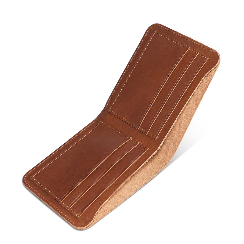 Crazy Horse Leather Short Men's Wallet, Genuine Leather with Multiple Card Slots, Beautiful Money Wallet