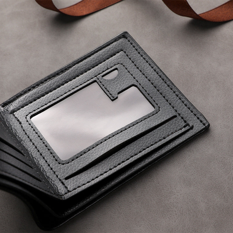 Men's Short PU Wallet, Simple and Stylish for Young Men, Multi-Card Slot Wallet