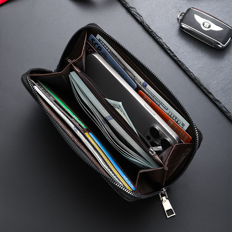 Men's Long PU Wallet, Simple and Stylish for Young Men, Multiple Card Slots