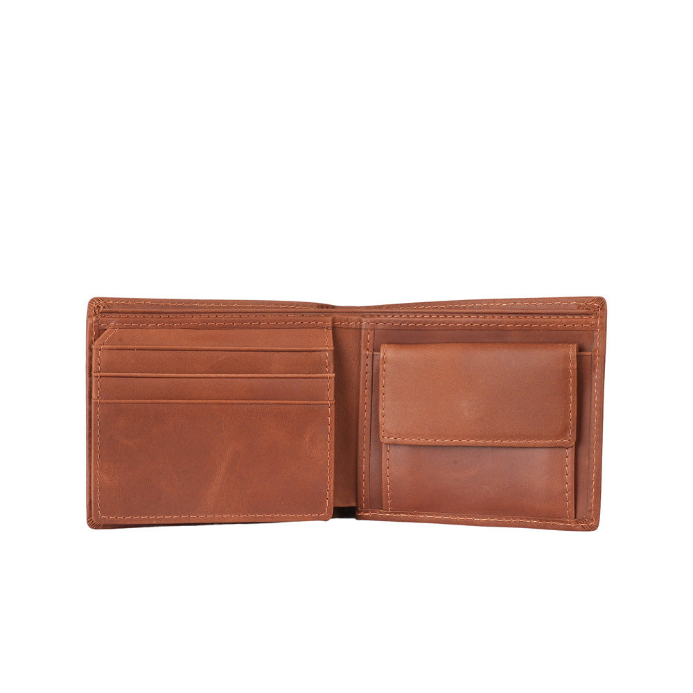 Genuine Leather Men's Wallet, Short Style, Top Layer Cowhide, Multi-Card Slots, Trendy Men's Wallet/Coin Purse