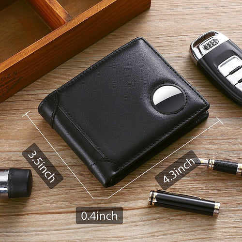 Airtag genuine leather card holder/wallet for men, RFID anti-theft card holder, European and American style.