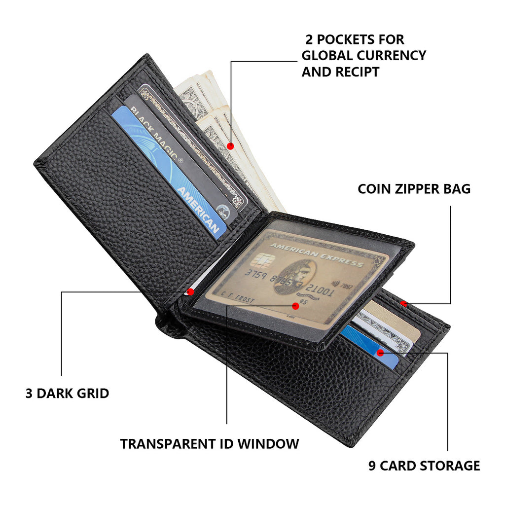 Genuine Leather Wallet for Men, Multi-Card Slot Top-Grain Cowhide, Stylish Short Genuine Leather Coin Purse Wallet