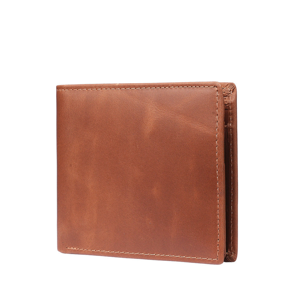 Genuine Leather Men's Wallet, Short Style, Top Layer Cowhide, Multi-Card Slots, Trendy Men's Wallet/Coin Purse