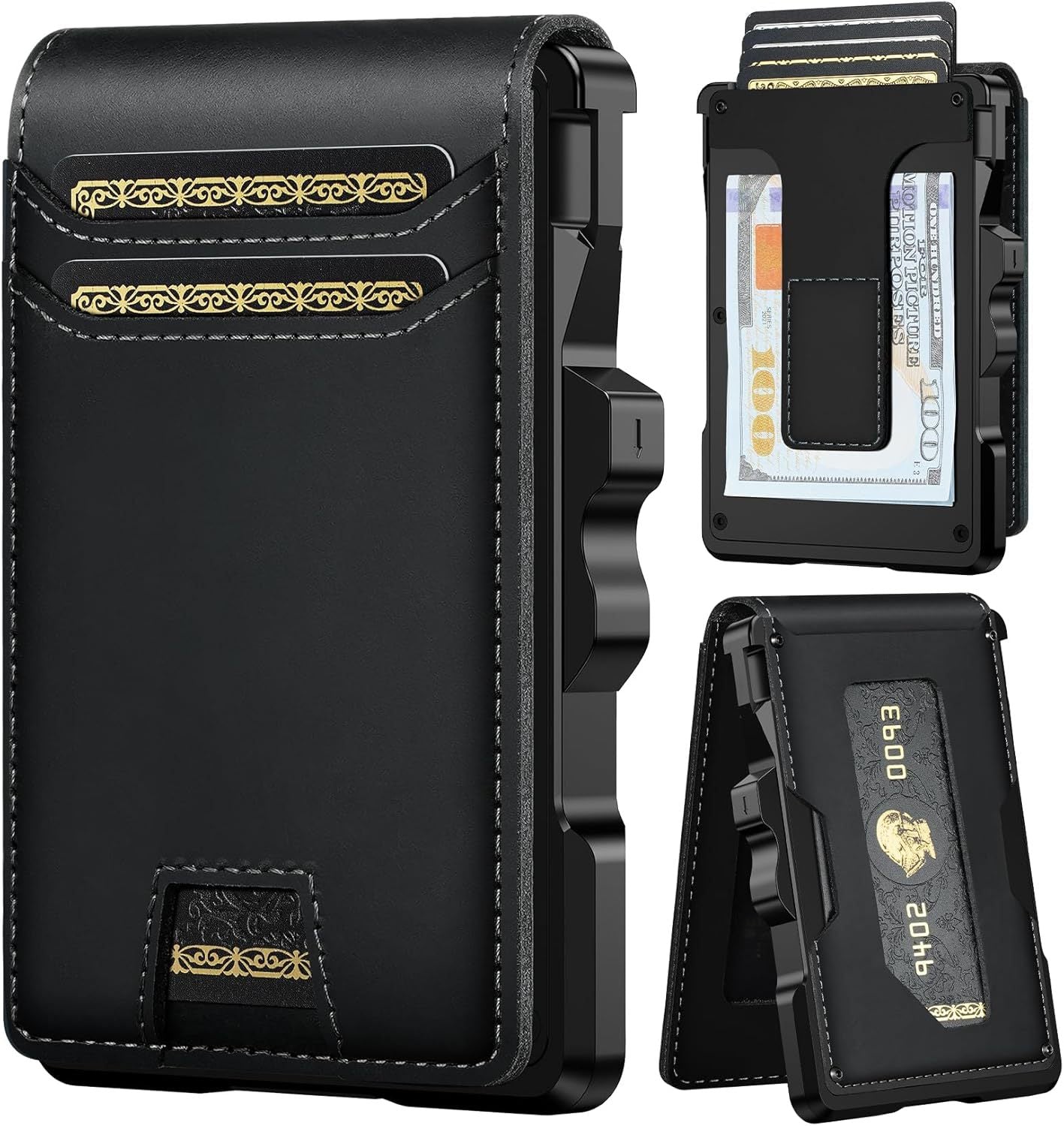 Metal card holder with RFID anti-theft function, suitable for European and American markets, made of aluminum alloy.