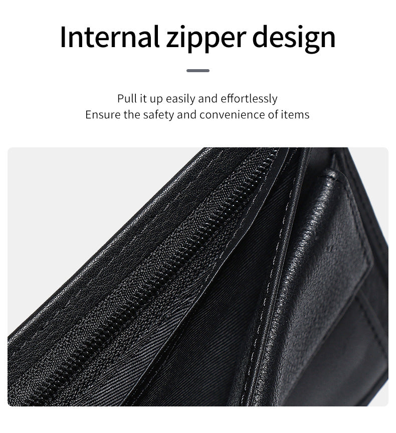 Genuine Leather Wallet for Men, Multi-Card Slot Top-Grain Cowhide, Stylish Short Genuine Leather Coin Purse Wallet