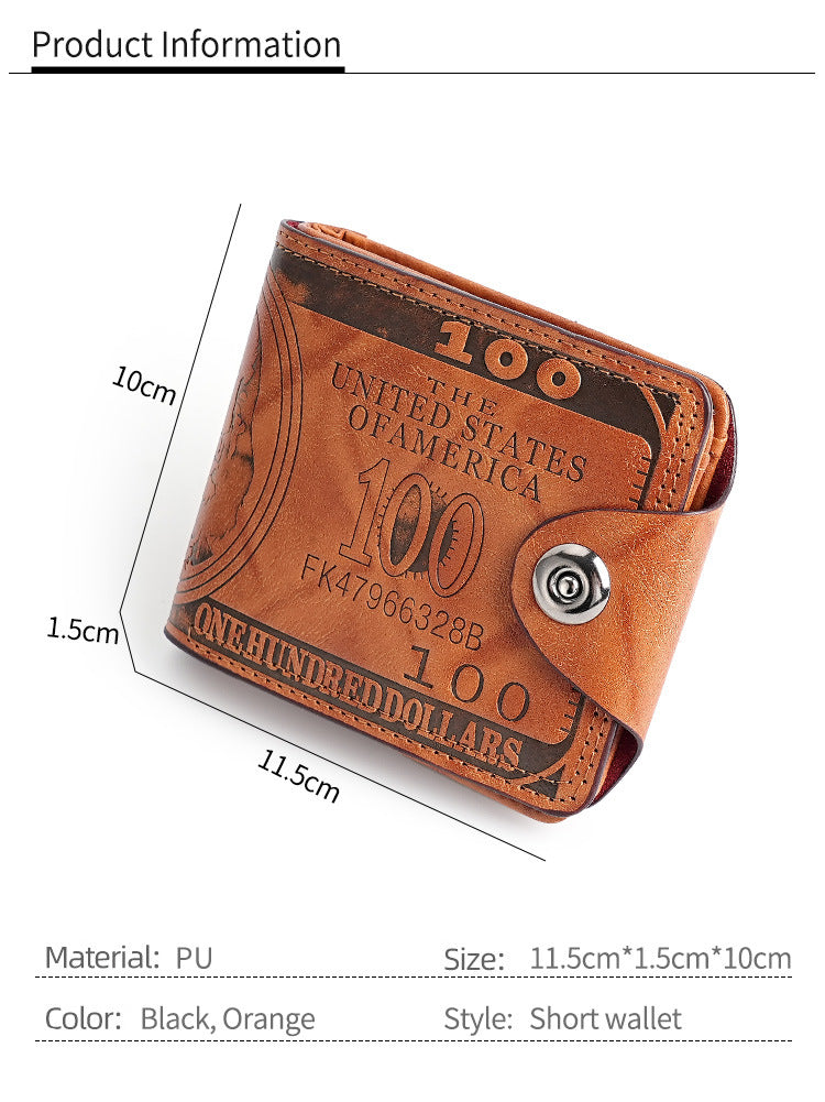 Men's Short Wallet, Large Capacity, Multiple Card Slots, Buckle, Stylish Short US Dollar Wallet/Card Holder