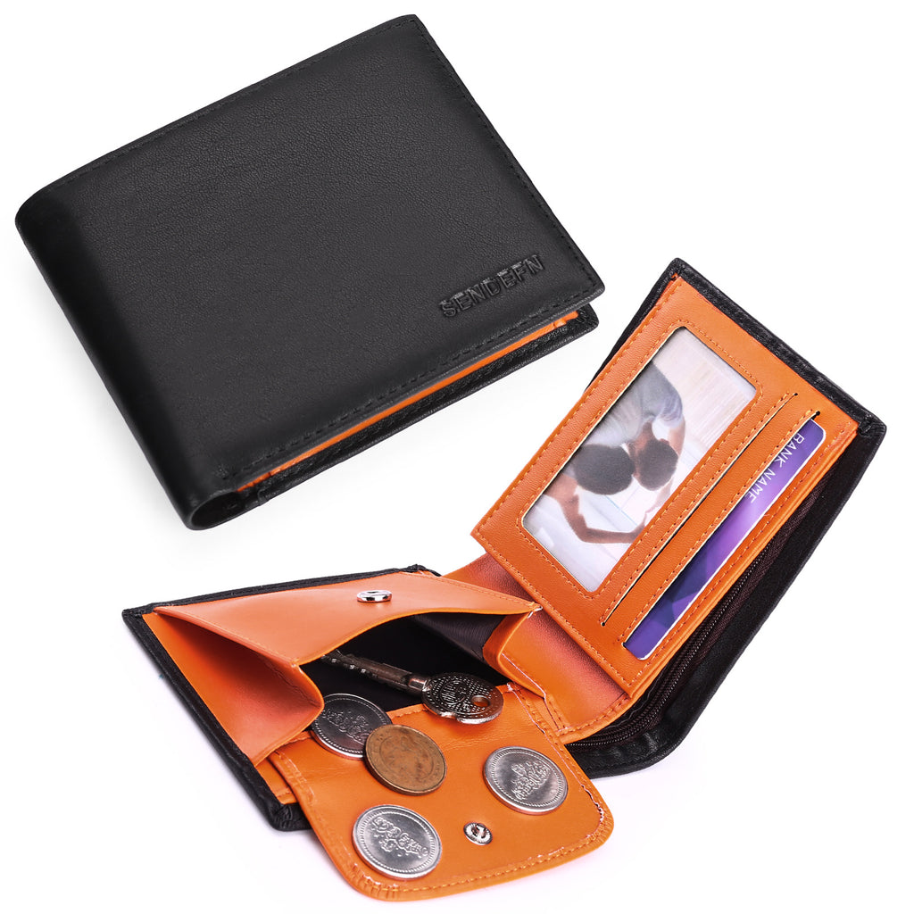 Multifunctional Men's Wallet, Top-Grain Cowhide, Two-Tone Color Wallet, RFID Anti-Theft