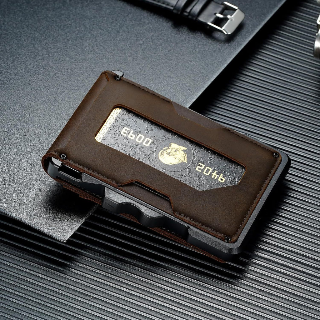 Metal card holder with RFID anti-theft function, suitable for European and American markets, made of aluminum alloy.