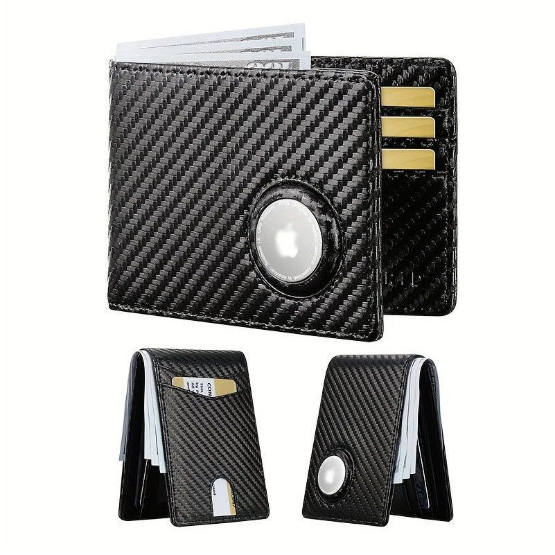 Men's Carbon Fiber Ultra-Thin AirTag Wallet with Apple Locator, Available in Multiple Colors