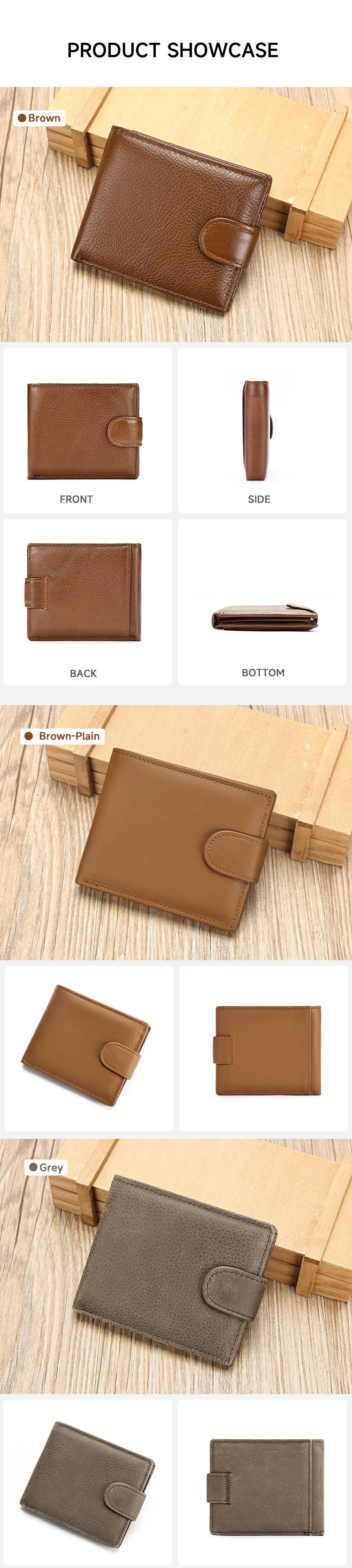 Men's wallet with multiple card slots, casual coin purse, retro genuine leather wallet, large capacity.
