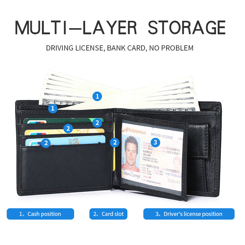 Genuine Leather Wallet for Men, Multi-Card Slot Top-Grain Cowhide, Stylish Short Genuine Leather Coin Purse Wallet