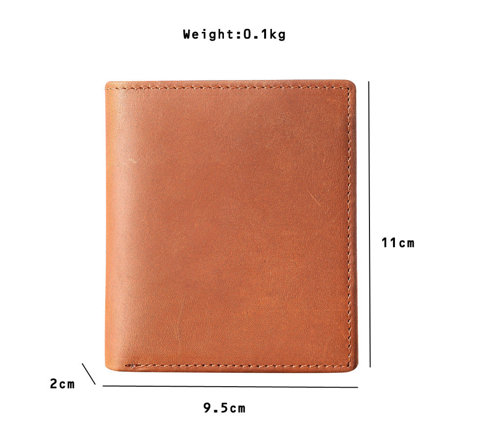 Anti-magnetic, anti-theft, RFID, men's retro crazy horse genuine leather wallet, purse, card holder, ultra-thin horizontal style