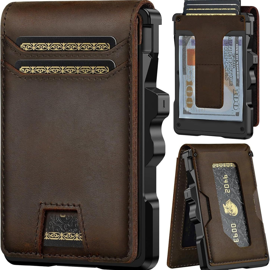 Metal card holder with RFID anti-theft function, suitable for European and American markets, made of aluminum alloy.